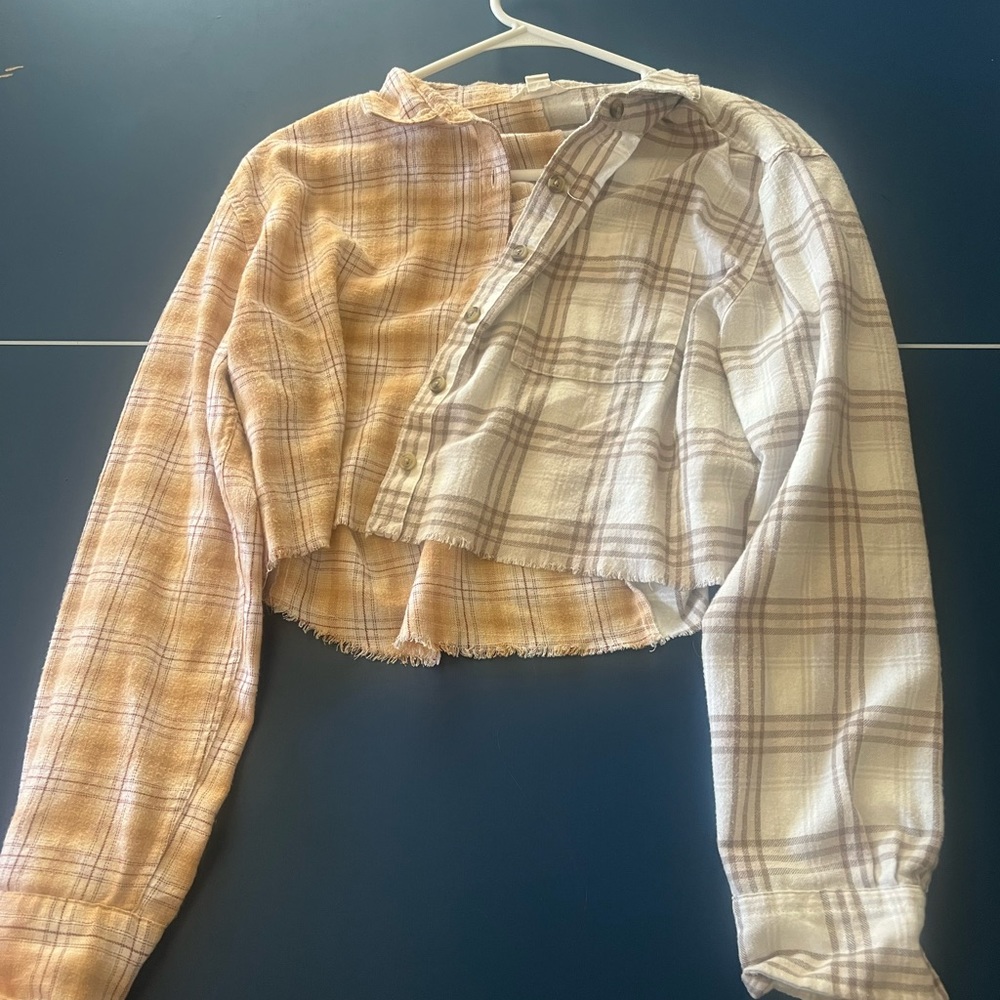 multicolor cropped flannel